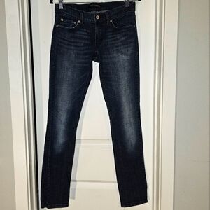 Levis Genuinely Crafted Denim Jeans Size 9M Dark Blue Faded 99% Soft Cotton VGUC